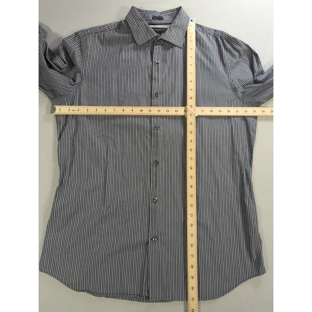 Banana Republic Shirt Mens L Slim Fit Striped French Cuff Italy Cotton Dress